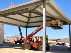 Pavilion being built